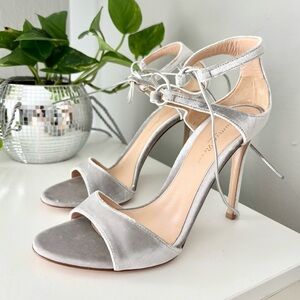 Gianvito Rossi Silver Grey Velvet Lace Up Heels